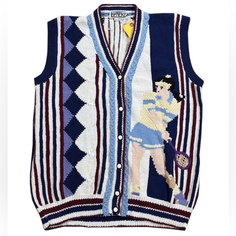 Vintage Bereks Tennis Knit Knit Vest (Size S) NWT